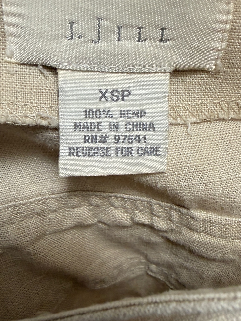J. JILL 100% Hemp Pinafore Dress Jumper Tan Beige Maxi Pocket Slit XSP Lagenlook - Picture 3 of 9